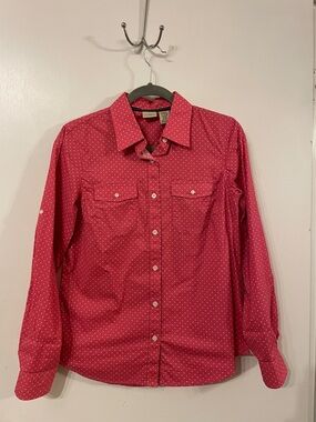L.L. Bean Polka Dot Button-Up Shirt - Pink